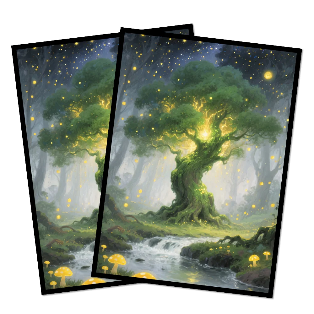 66x91mm 60 Stück Klare Vorderseite & Matte Rückseite mit Big Tree Standardgröße Kunst-Anime-Kartenhüllen für MTG/PTCG-Spiele Top-Loading Brettspiel Sammelkarten-Schutzhüllen