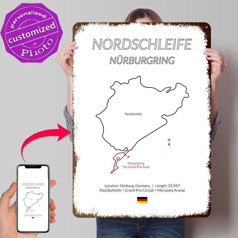 Nordschleife Nurburgring Metal Poster Perfect Gift for Fans Lovers Personalized Wall Art Metal Sign for Bedroom Decoration Room