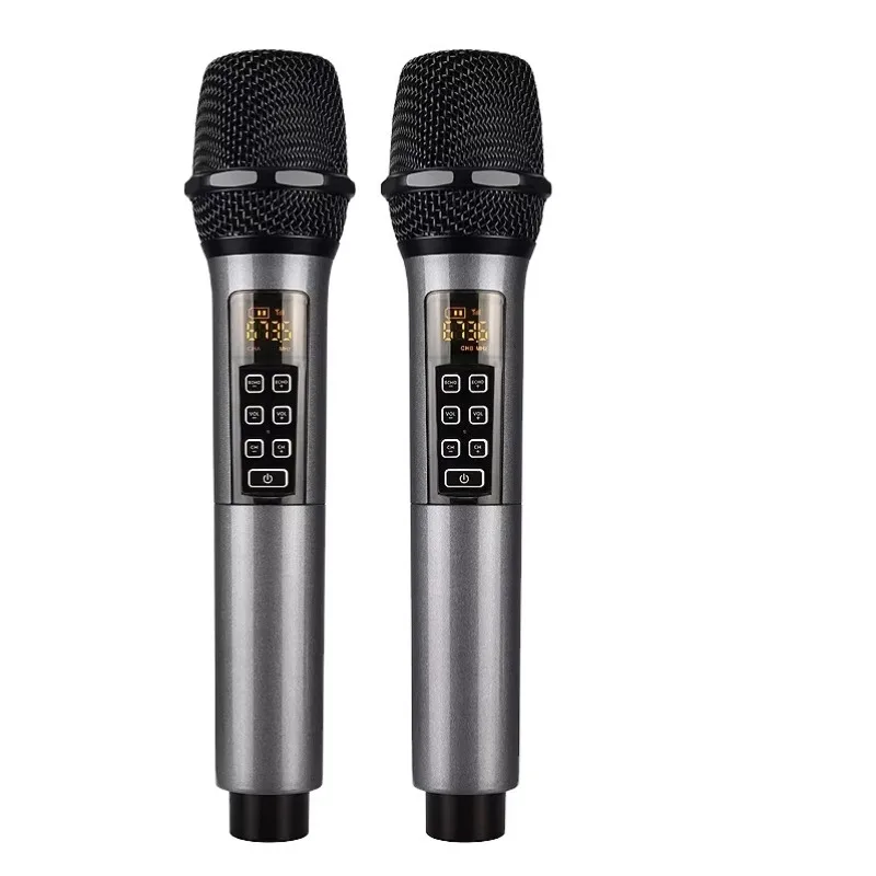 Xtuga UH-06 2-Channel Handheld Wireless Microphone Outdoor UHF with Reverberation Effects for Conference Use