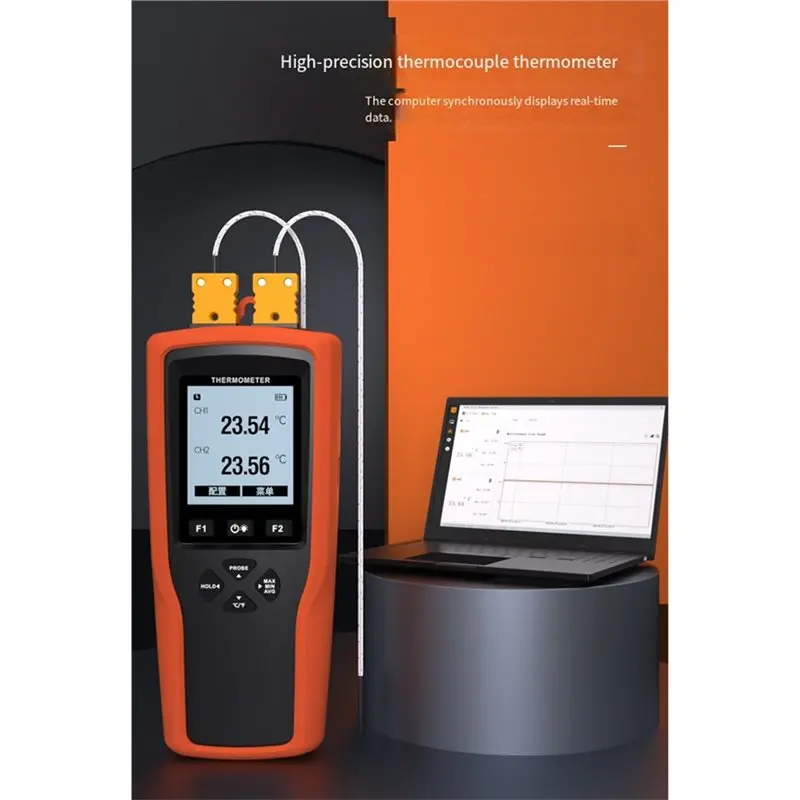 ABLN-YET-620 Misuratore di temperatura termocoppia YET-620 Termometro digitale LCD Indicatore di temperatura a doppio canale con sonda di tipo K