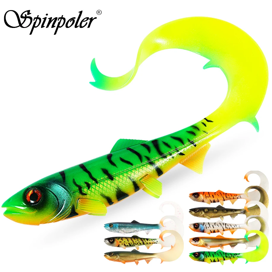 Spinpoler 17,5 cm 22 cm bomba de fuego cola larga ondulada larva suave Swimbait señuelo de pesca gran Lucio perca cebo Zander bagre aparejos de pesca