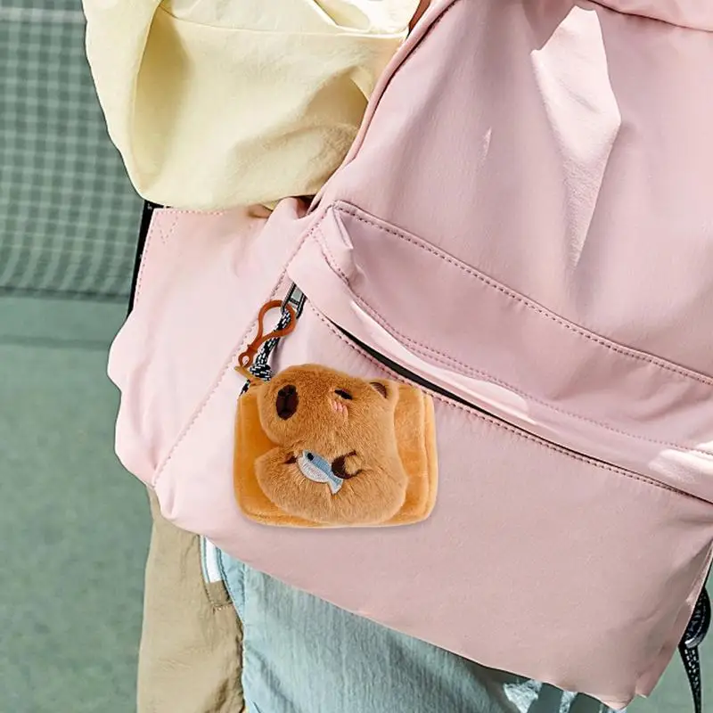 Adorable Capybara Stuffed Purse Stylish Animal Small Coin Bag Capybara Plush Casual Bag Hand Bag Coin Bag Keychain Key Ring