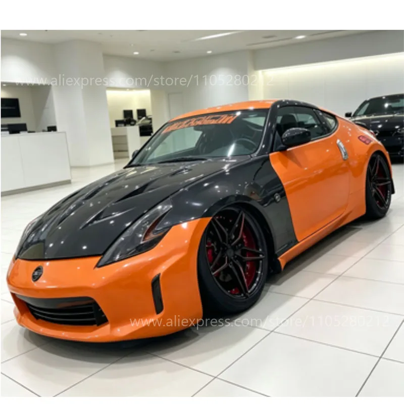 Lightweight and non-destructive upgrade modification for 2009-2020 Nissan Z34 370Z carbon fiber wide body mudguard front fender - view 4