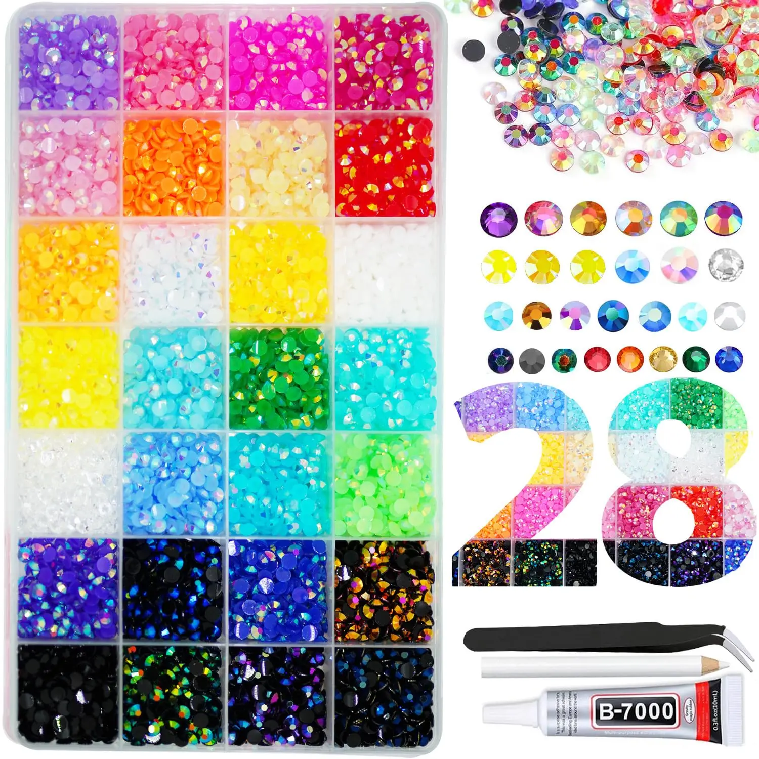 

Цветные стразы из смолы 5 мм для поделок, нетоксичное AB-покрытие, в комплекте клей и инструменты