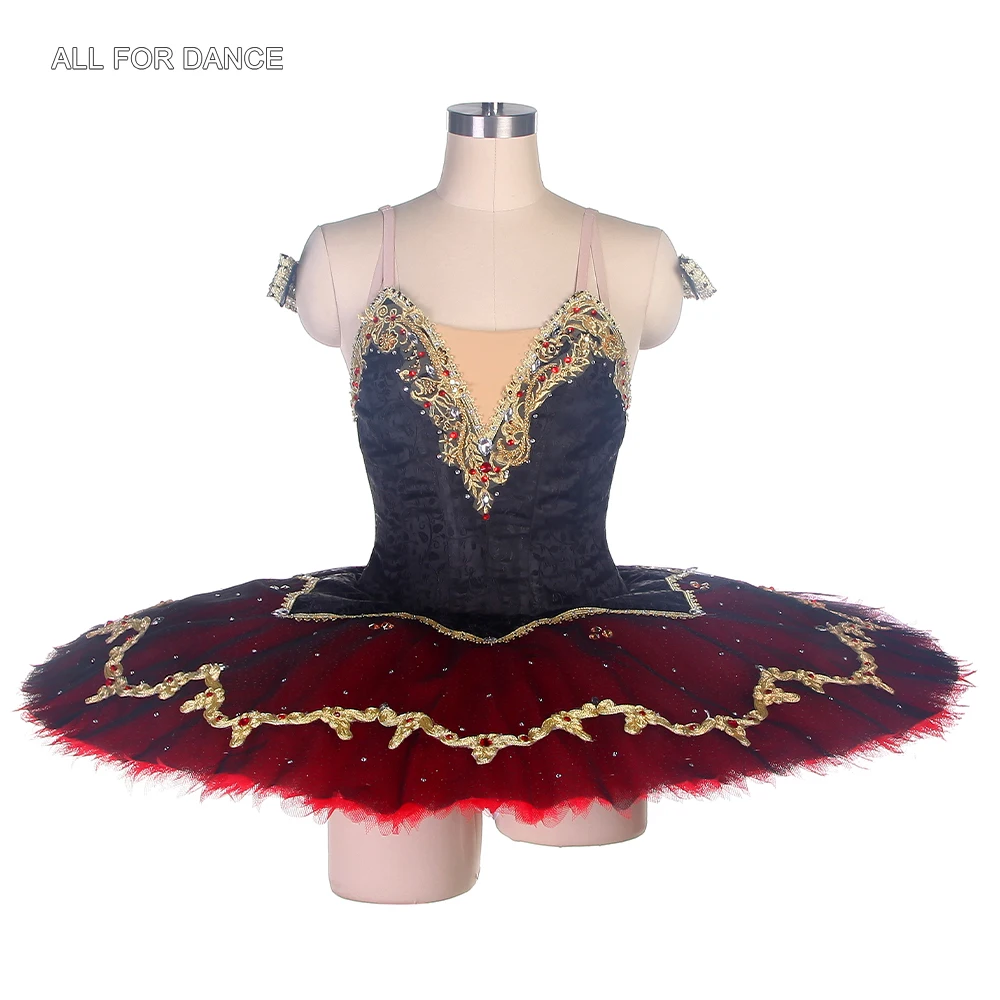 

B22147 Black Bodice Shining Diamonds 10 Layers Platter Tutu with Hookback Ballet Pancake Tutu Performance/Competition