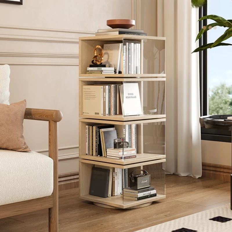 medieval multi-layer bookshelf black minimalist rotating Nordic bookshelf space saving corner libreria salvaspazio furniture