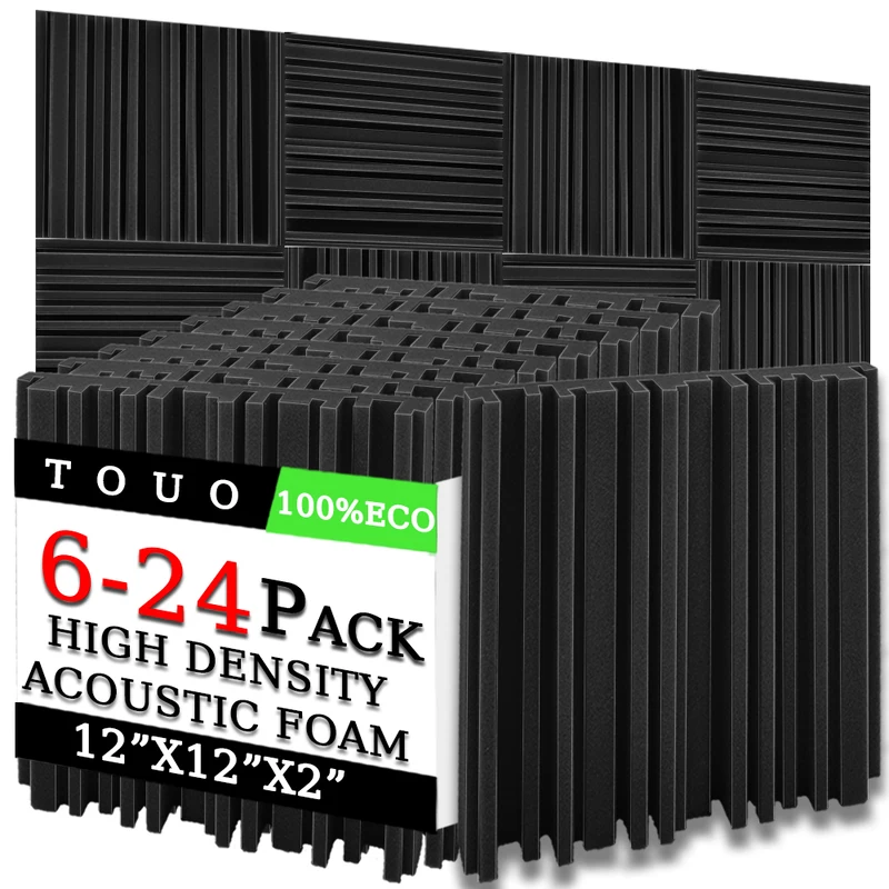 

TOUO Acoustic Foam 6/12/24 Pcs Broadband Foam Panels Acoustic Wall Panels Soundproofing Material Studio Acoustic Treatment