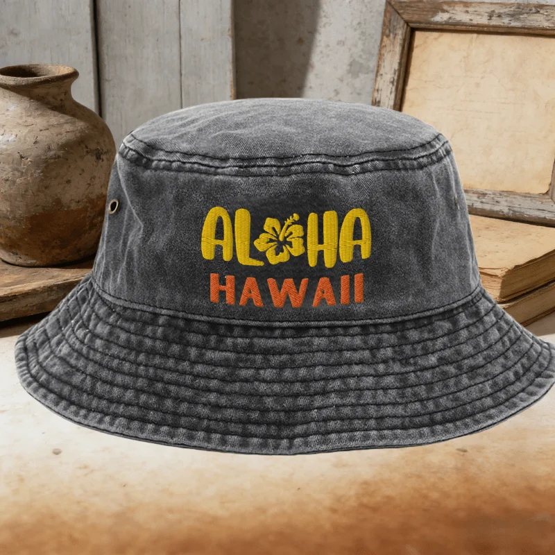 1pc, Fisherman's Hat, Unisex, Available in Multiple Colors, with 'ALHA HAWAIL' Letter Print. Suitable for Beach Activities, Surf