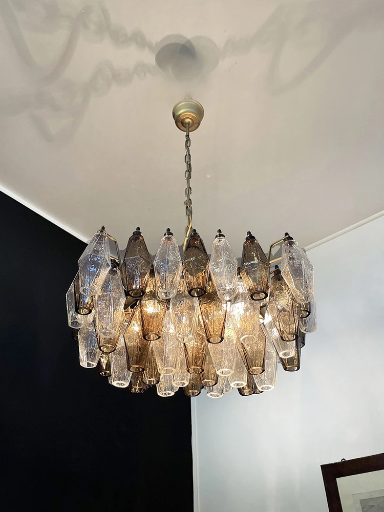 الأجهزة المنزلية الحديثة الفاخرة العنبر الزجاج الكبير مُثبتة في السقف أضواء رمادي كلاسيكي مصابيح معلقة على غرفة المعيشة لماعة