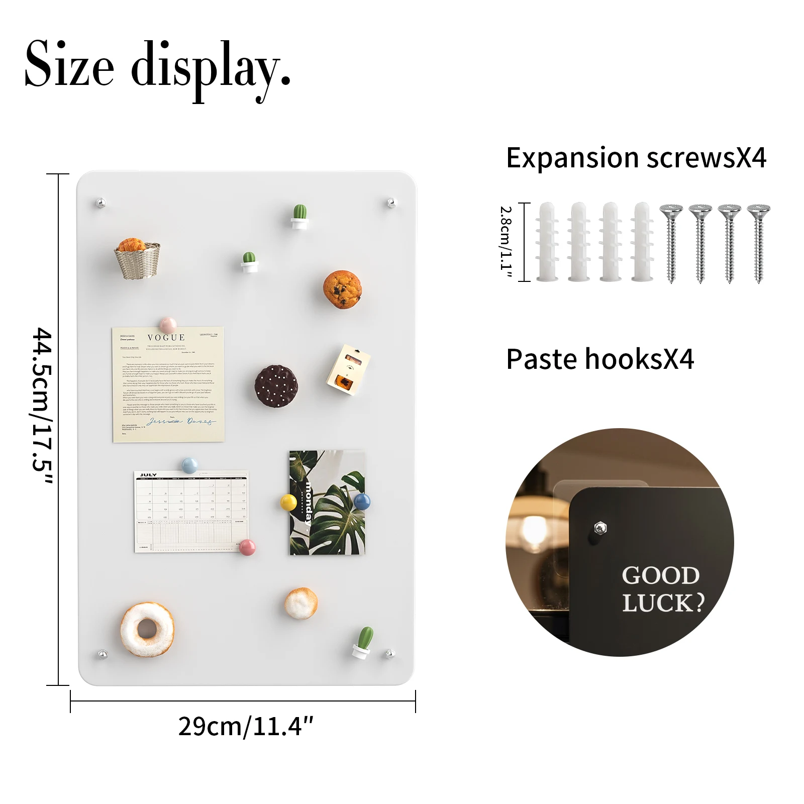 Magnetic Board for Wall  Durable Metal Bulletin Board for Home Display Souvenir Magnets, Photos & Notes,White