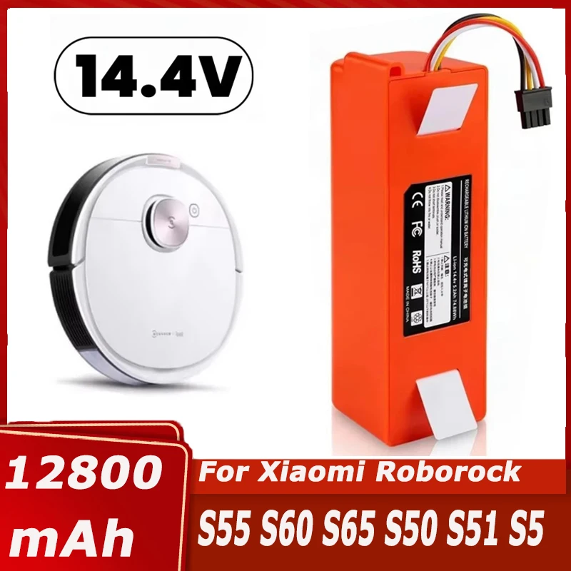 

Replacement Battery for Xiaomi Roborock S55 S60 S65 S50 S51 S5 MAX Robot Vacuum Cleaner S6 Parts 14.4V 12800mAh