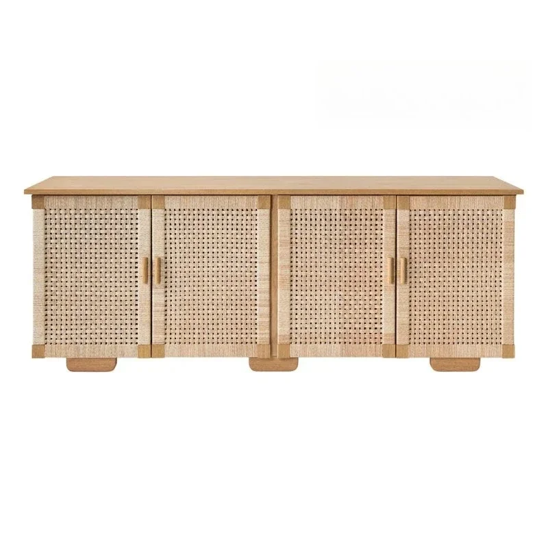 A  solid wood braided rope dining side cabinet entry living room storage cabinet  holiday bed and breakfast entrance cabinet
