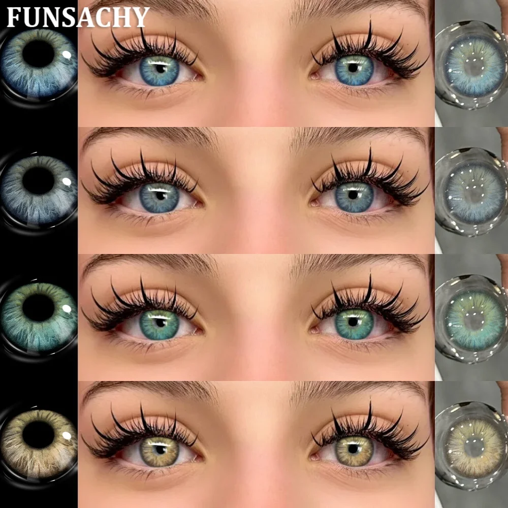FUNSACHY 1 Paar farbige Pupillen für Augen, Kontaktlinsen, natürliche koreanische grüne Linsen, hochwertige Schönheit, Mode, graue Linse, jährlich