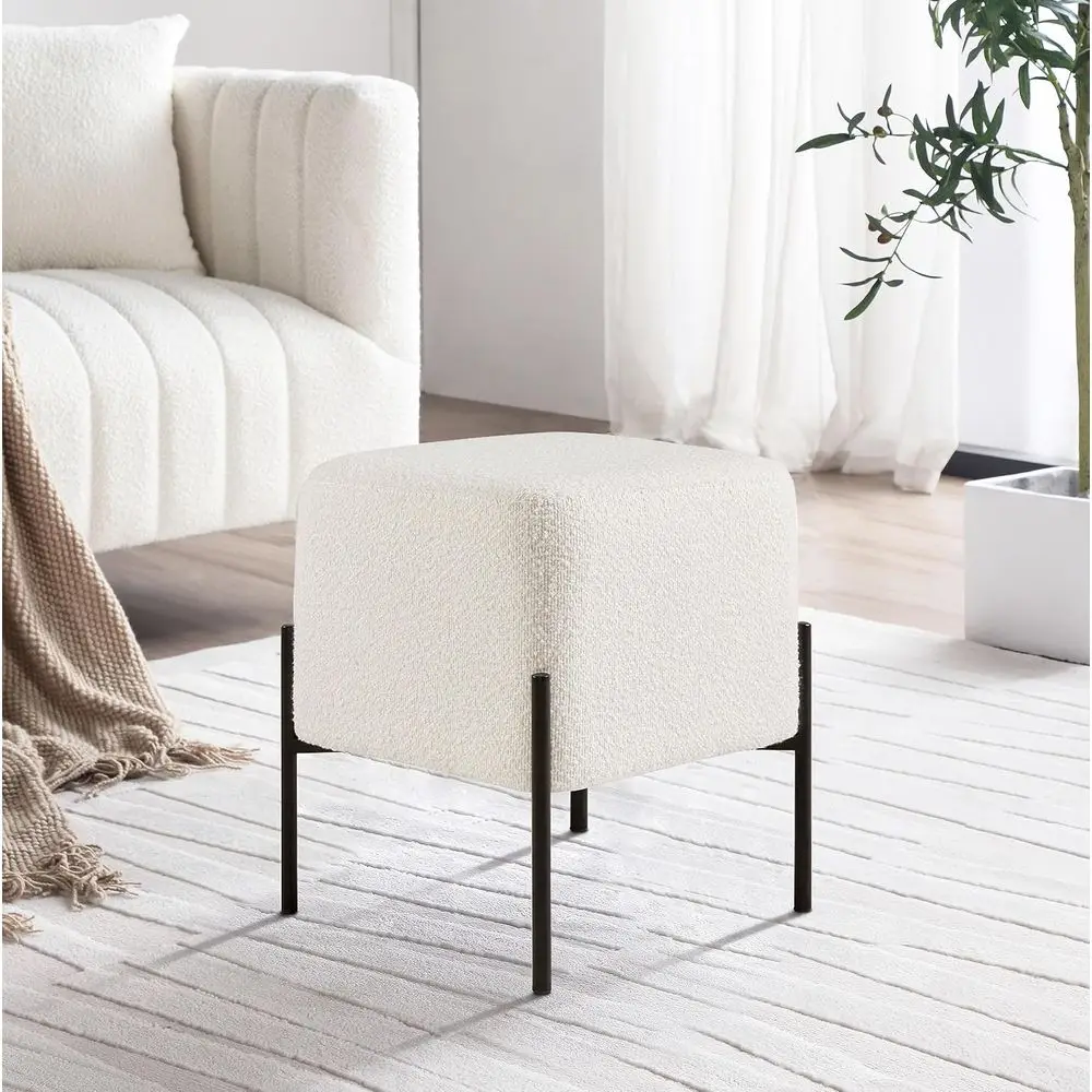 

Квадратный маленький пуфик-оттоманка Get Set ern Boucle для туалетного столика или гримерной, с металлическим основанием