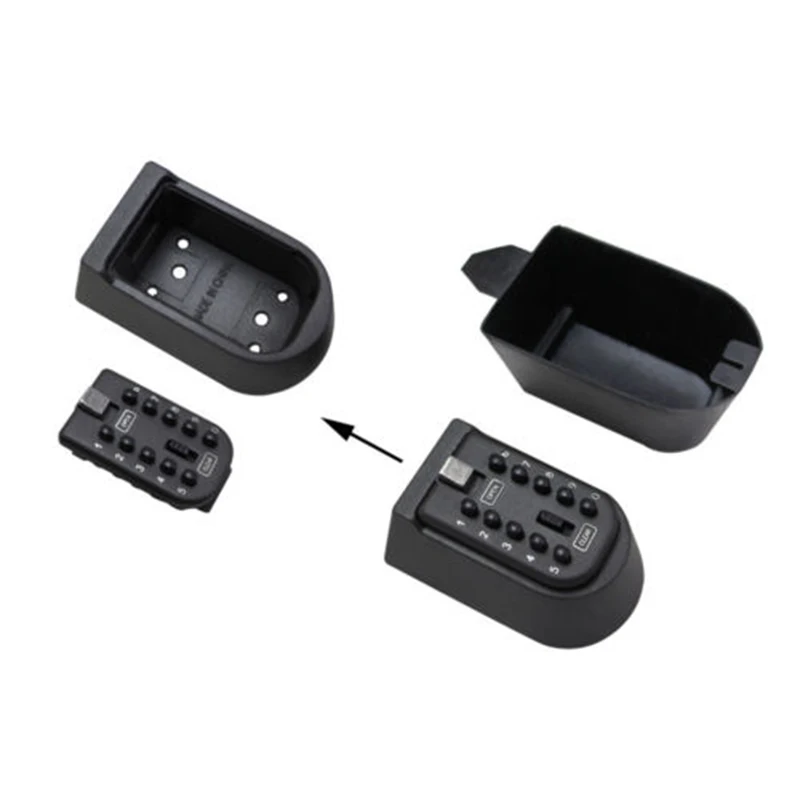 Mini Black Key Safe Box Wall Mounted Aluminium Alloy Key Lock Box with 10 Digital Code Security Lock Storage Boxes for Home