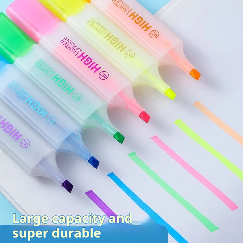 

12Pcs Random Colors, Non-Repeating, Large-Capacity Highlighter Pens with Slanted Tips for Students to Make Marks and Journal, Colorful Thick-Tip Highlighters