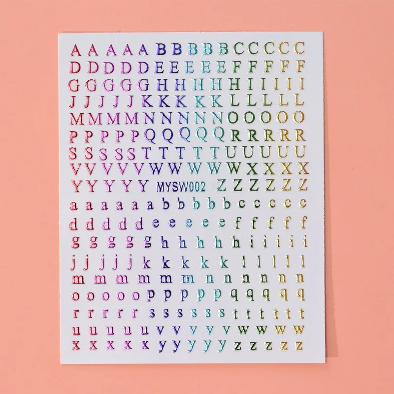 12 Stück Buchstaben Nail Art Aufkleber Englisches Alphabet Nagelaufkleber Selbstklebende Metallic Gold Silber Nagelaufkleber Dekoration Maniküre