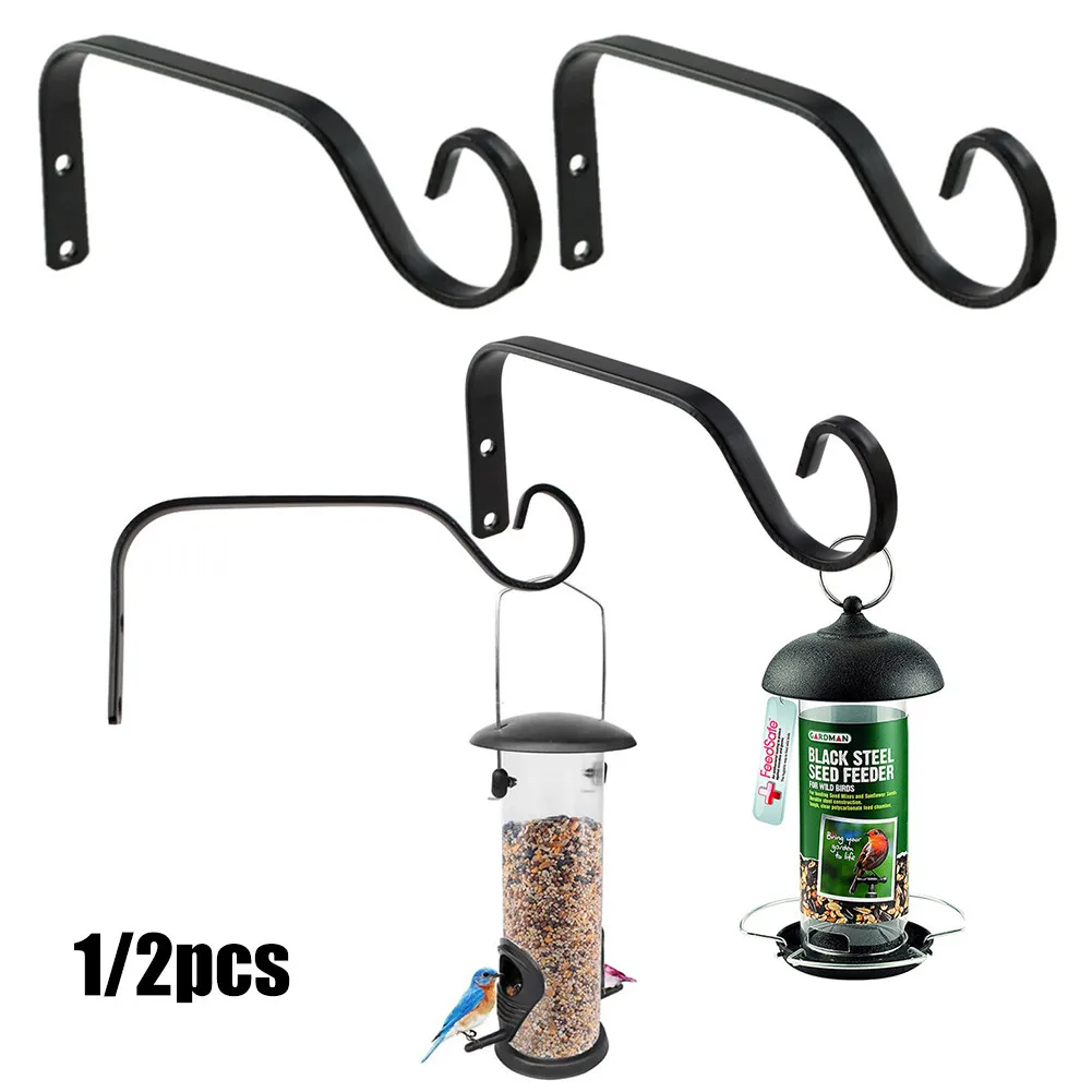 Metal Hanging Basket Brackets Garden Plant Hanger Hook Wall Decor Heavy Duty Iron S-shape Flower Pot Hook Hanging Lantern