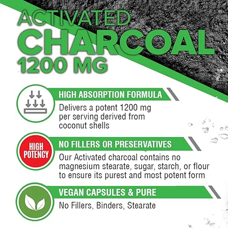 Activated Charcoal - Colon Cleansing Detoxifier, Supports Normal Bowel Function, Relieves Bloating, Speeds Up Metabolism