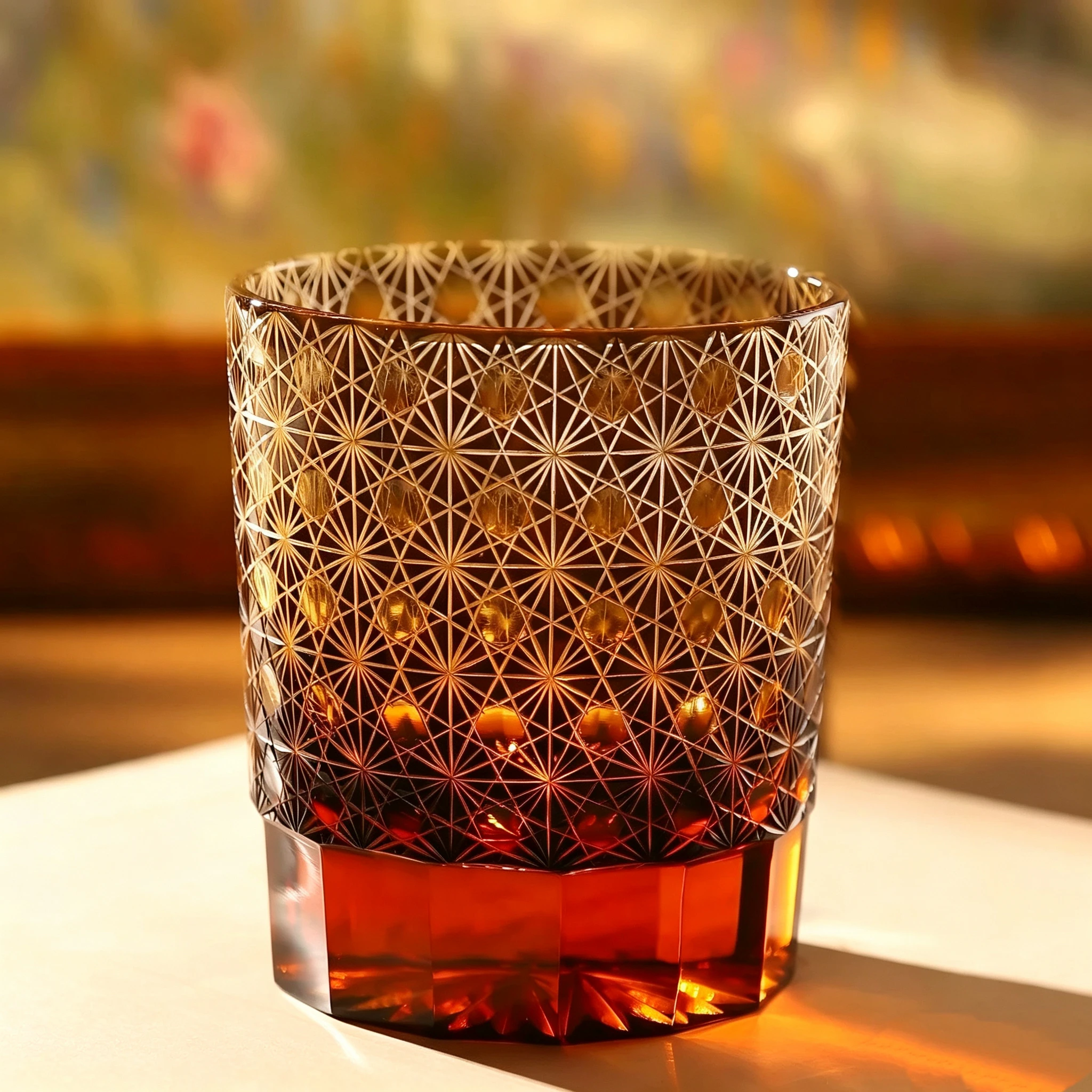 Color-Engraved Lianju Brand Whiskey Glass, Traditional Craftsmanship, Hand-Blown, Never Fades, Hand-Engraved Glass Cup, High-End Luxury, Niche and Unique Glass Cup, Wine Glass, Birthday Gift, Preferred Gift Choice