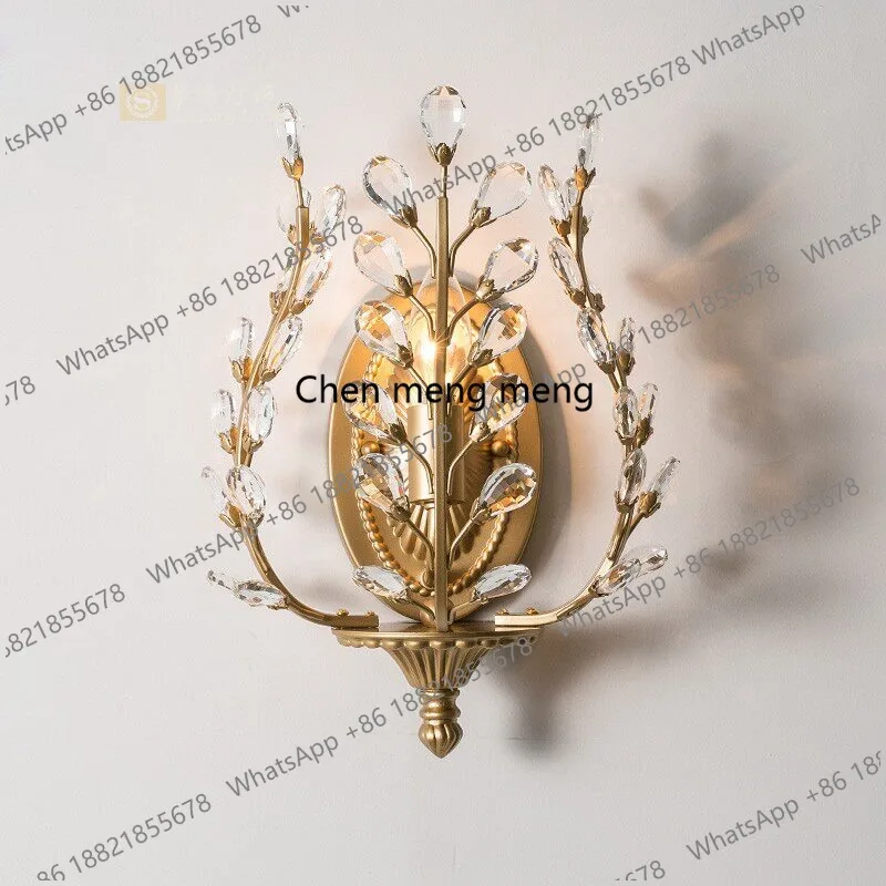 

American crystal wall lamp light luxury European simple creative personality aisle background wall bedroom bedside lamp