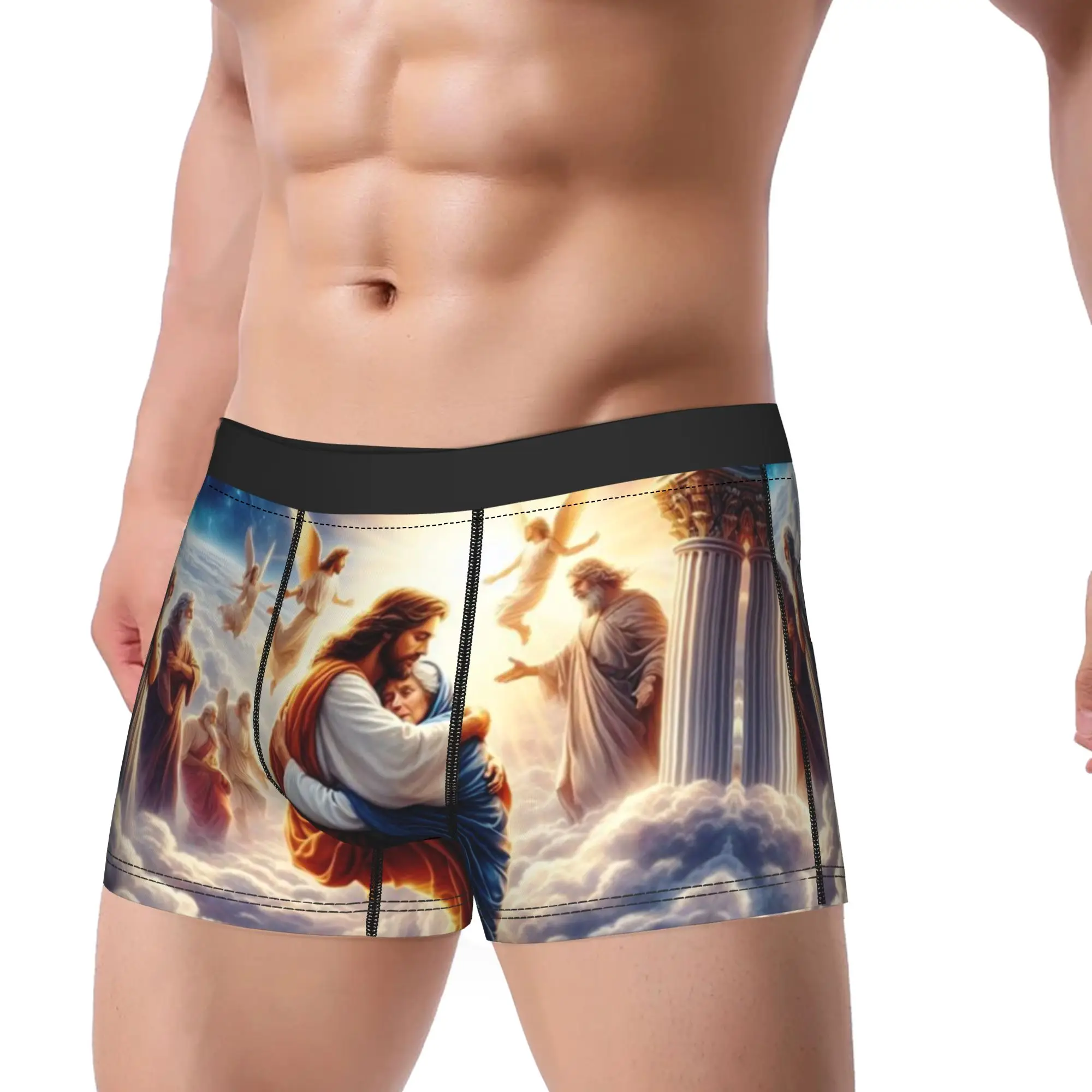 Man Religious Saint Jesus Christ Boxer Shorts,Smooth Bible Catholic Underwear Underpants