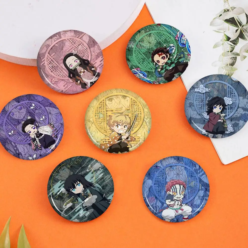 Demon S-Slayer K-Kimetsu Photo Brooches Creative Round Badge Gifts Pins 32/44/58mm view 2