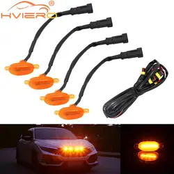 4X 6led 12V Car Grille Yellow Light Signal Daytime Running LED Decorative Warning Lamp Pickup Truck Haze Control Raptor Lighter