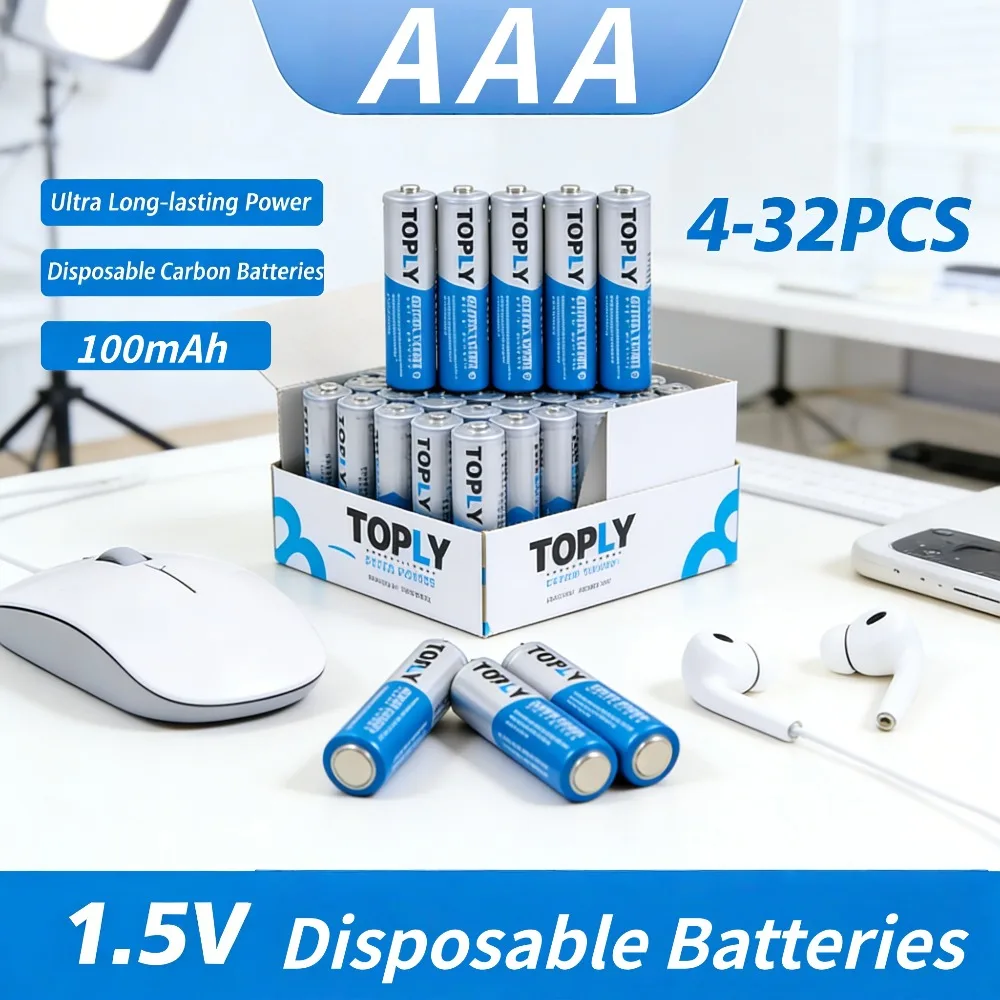 

4-32PCS 1.5V AAA Carbon Zinc Batteries Heavy Duty Long Lasting for Home Electronics & Remote Controls