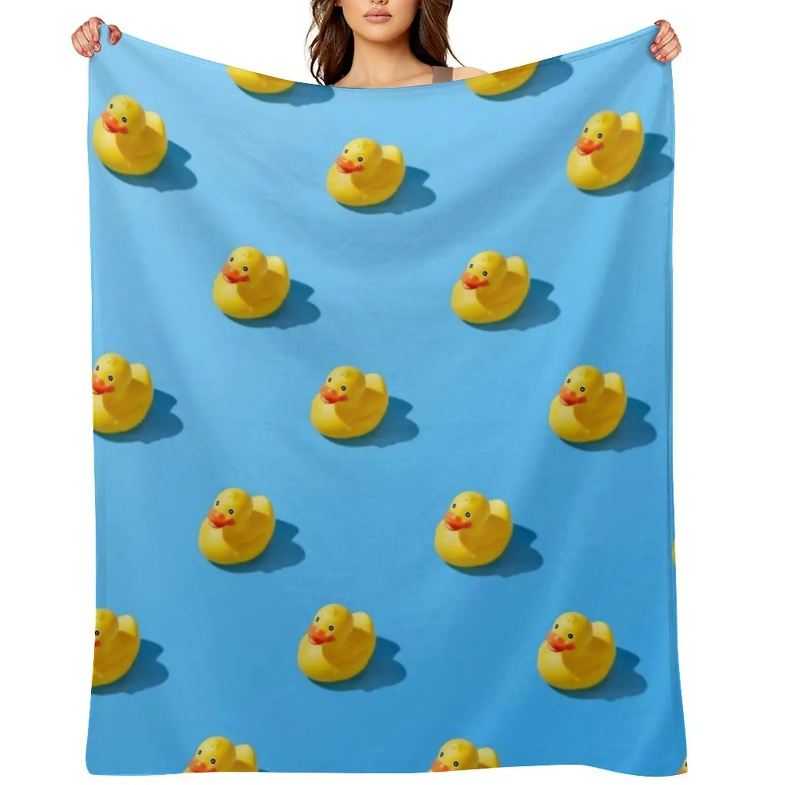 Flat Lay Creative Summer Yellow Rubber Duck Pattern High Quality Photo Throw Blanket Furry Moving Fashion Sofas Blankets