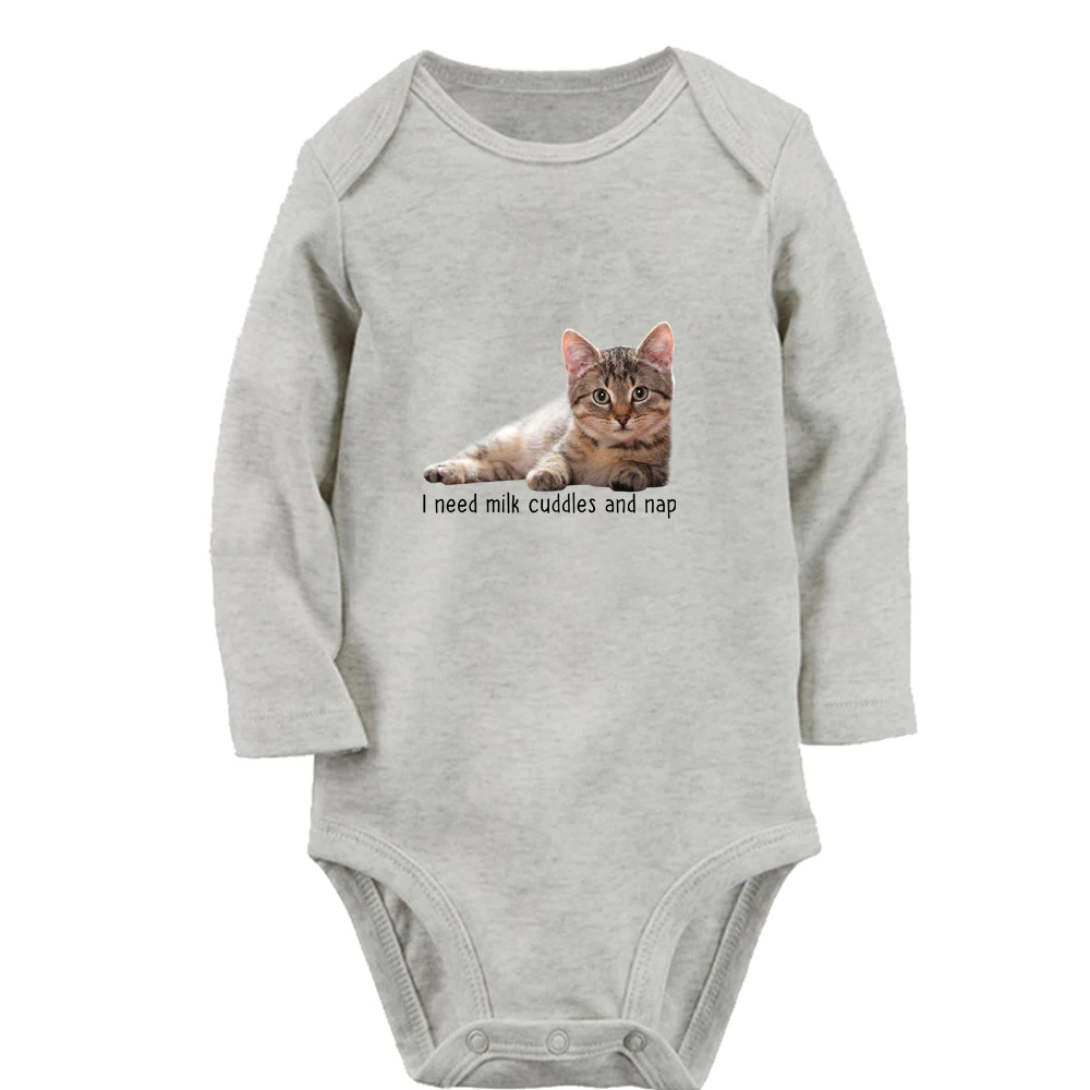 Kitten I Need Milk Cuddles And Nap Cute Baby Rompers Boys Girls Fun Cat Could I any Cuter Bodysuit Infant Long Sleeves Jumpsuit