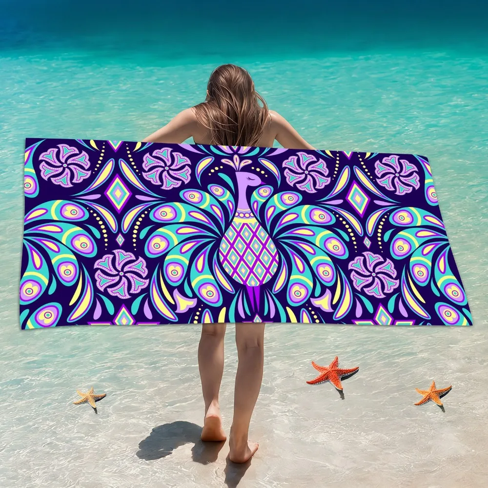 Abstract Beach Towel 70x140CM Seaside Camping Picnic Blanket Sun Protection Shawl Quick-dry Absorb Water Microfiber Bath Towel
