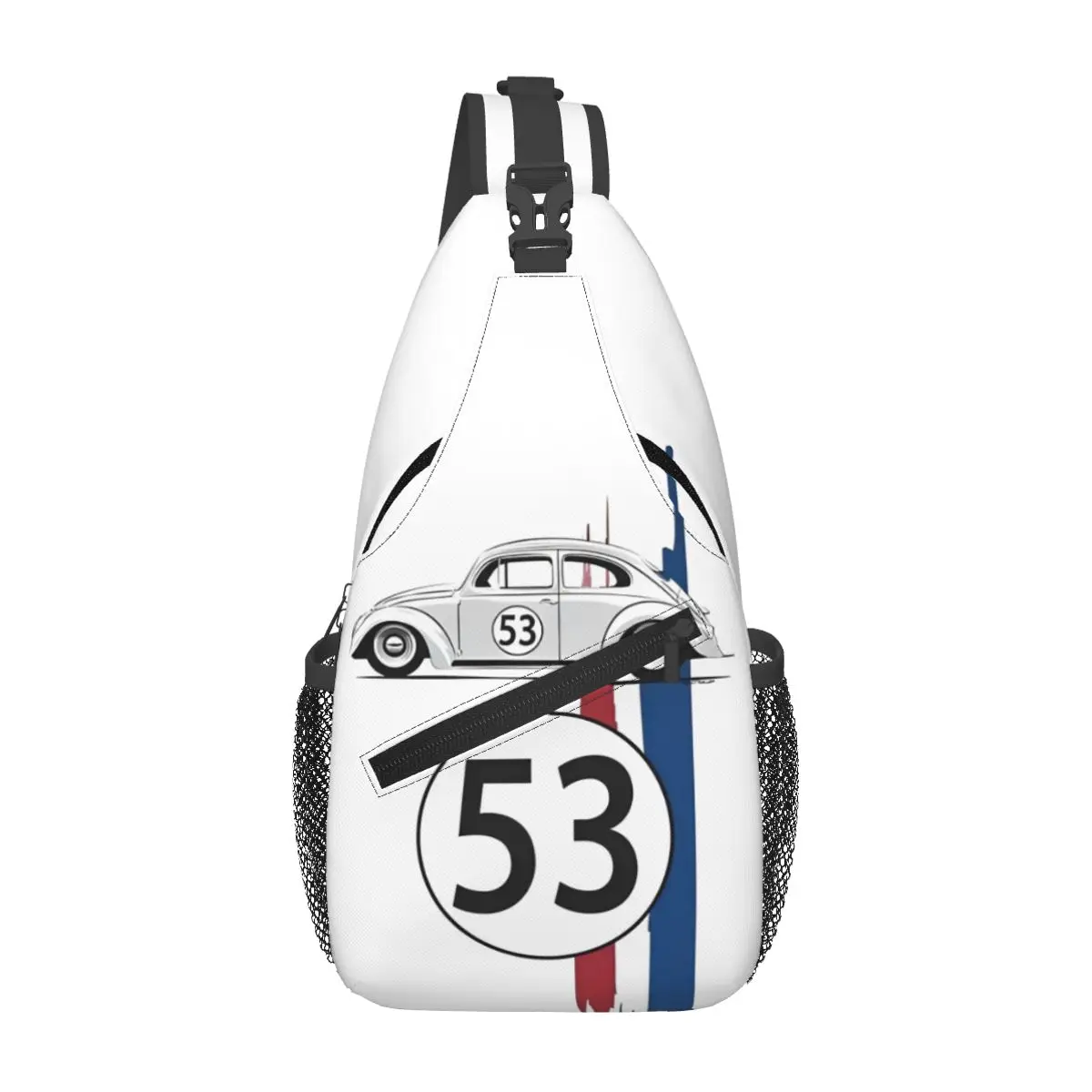 

Herbie Number 53 Crossbody Sling Bags Small Chest Bag Race Car Enthusiasts Stripe Shoulder Backpack Daypack Travel Hiking Travel