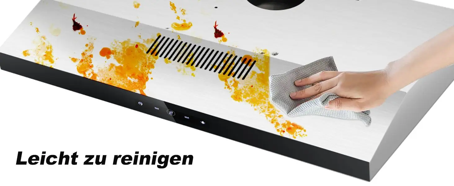 60 cm integrierte Dunstabzugshaube 201 m3/h, 3-Gang-Touch-Steuerung und Aktivkohlefilter, Edelstahl-Unterschrank-Design – Detail 6