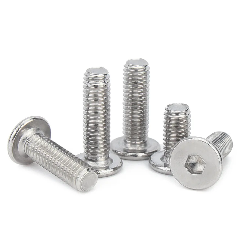 10pcs/lot 304 stainless steel hexagonal CM screws ultra-thin super flat wafer head bolts M1.6 M2 M2.5 M3 M4 M5 M6 M8