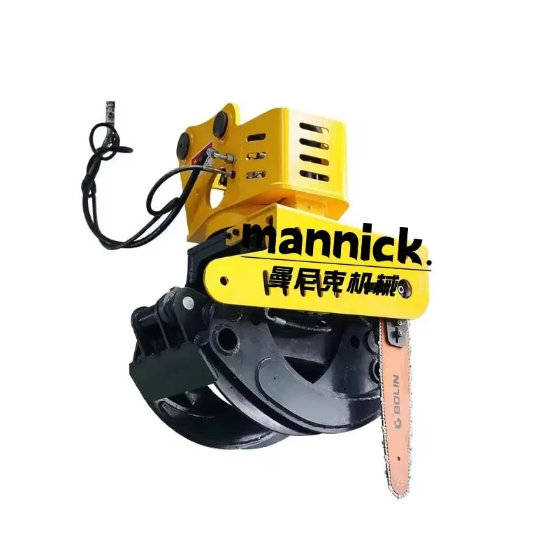 Customized Log Cutting Equipment Excavator Attachment Grabbing Trees Timber Saw Grapple With Chainsaw Hydraulic Rotator