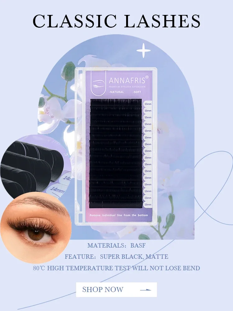 ANNAFRIS 16 rzędów/taca matowa czerń C D DD Curl indywidualne przedłużanie rzęs Premium Faux Mink klasyczne rzęsy naturalne miękkie sztuczne rzęsy — zdjęcie 2