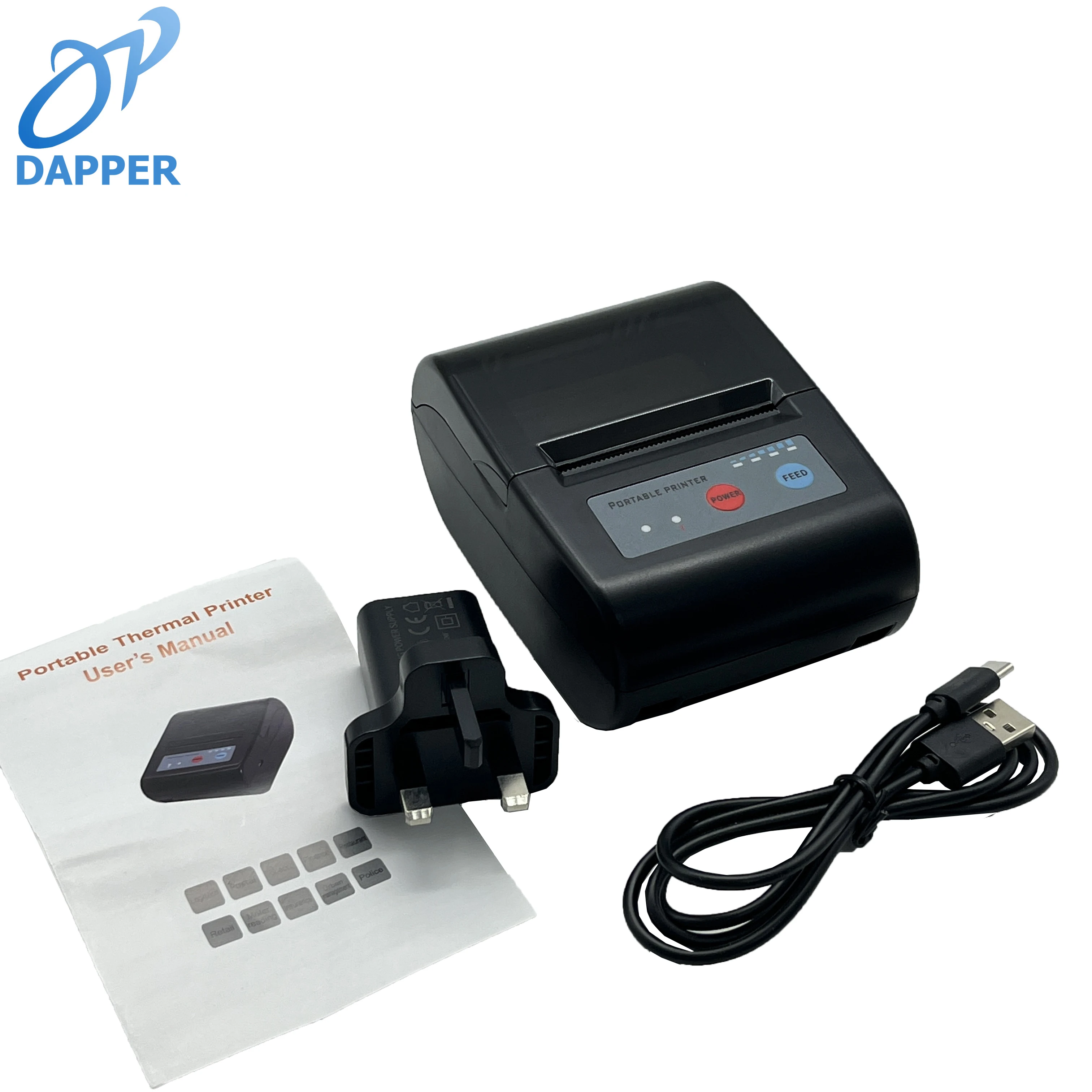 Printer Thermal Mini Portabel 58mm untuk Struk, Barcode, Nirkabel Bluetooth, Perangkat Pencetak Invoice Genggam