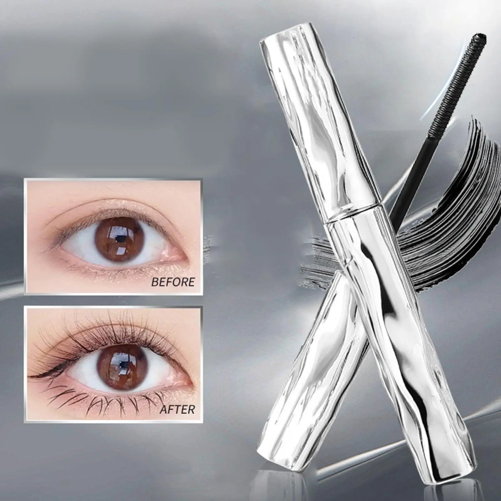 Mascara arricciacapelli in fibra di seta, allungamento e volumizzante, impermeabile, a prova di sbavature, di lunga durata, da donna