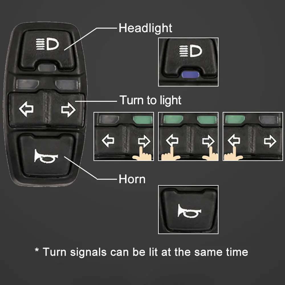 Interruptor de luz de giro de bocina de motocicleta, 3 en 1, 12V, 24V, 36V, 48V, impermeable para interruptor de Scooter, bicicleta eléctrica