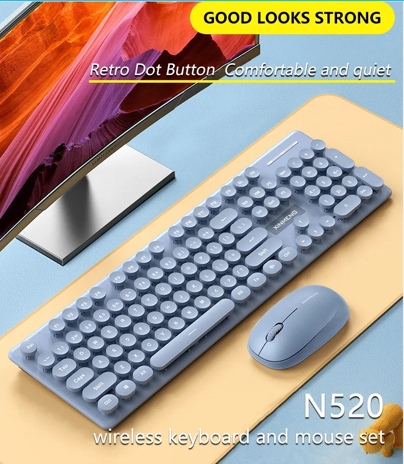 

UTHAI N520 2.4G Office Business Boys And Girls Personality Keyboard Mouse Wireless Punk Mechanical Feel Keyboard Mouse Set