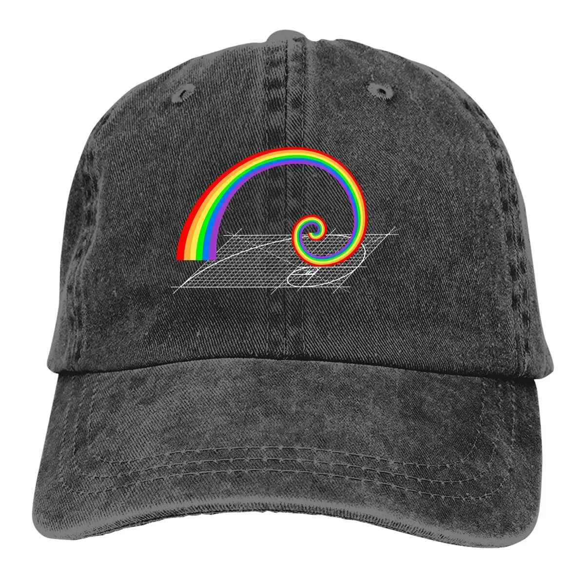 

Spiral Rainbow Rising Baseball Caps Peaked Cap Fibonacci Sequence Golden Ratio Sun Shade Cowboy Hats for Men Trucker Dad Hat