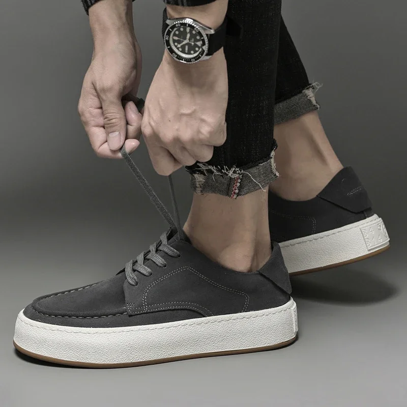 Men Fashion Trends Suede Leather Oxford Shoes Slip-on Light Comfortable  Flats Outdoor Walk Sneakers Daily Commute Casual Shoes