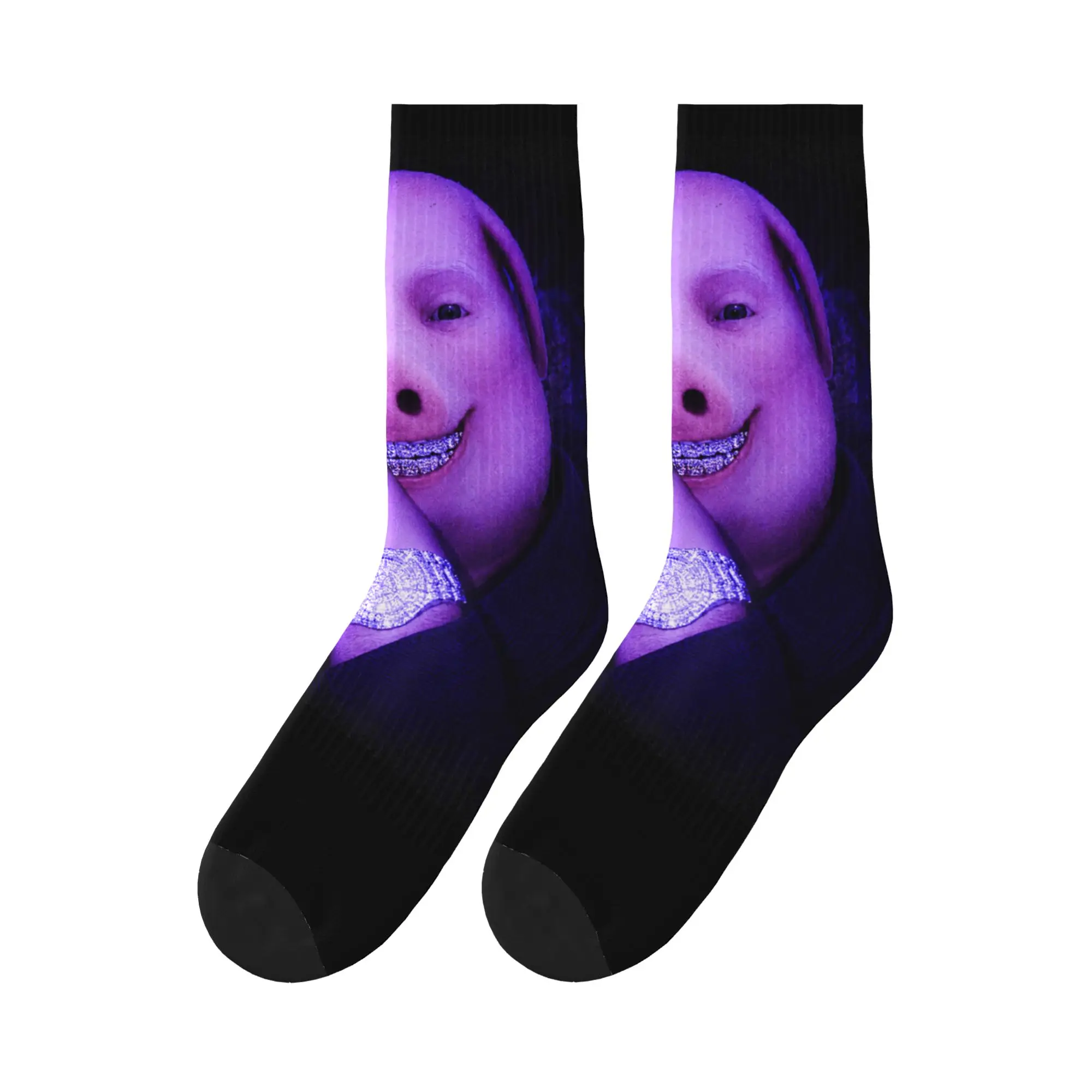Funny John Pork Meme Bling Grillz Hiphop Socks  Non-Slip Stockings Men Soft Outdoor Socks Winter Vintage Graphic Socks
