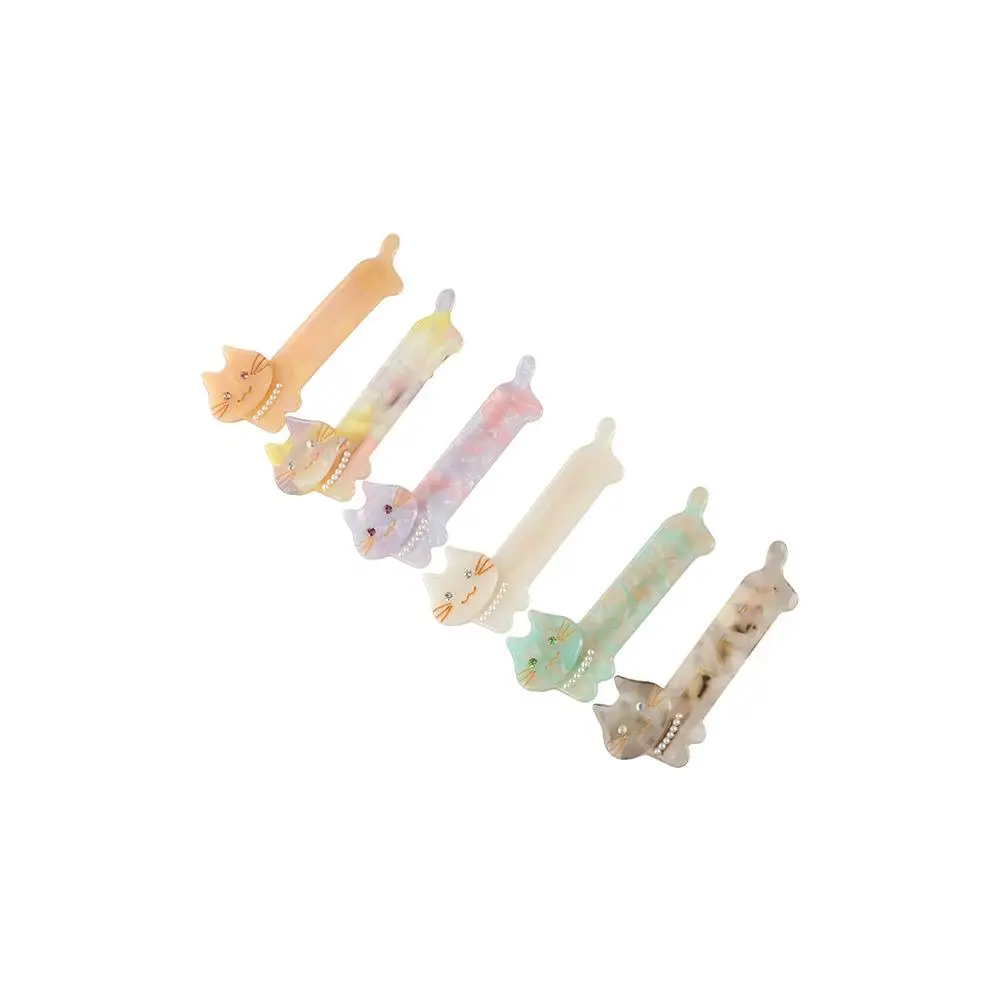 Pearl Animals Spring Hair Clips Stylish Headdress Small Barrettes Acetate Hair Clips Women Hairpins Korean Duckbill Clips Cat