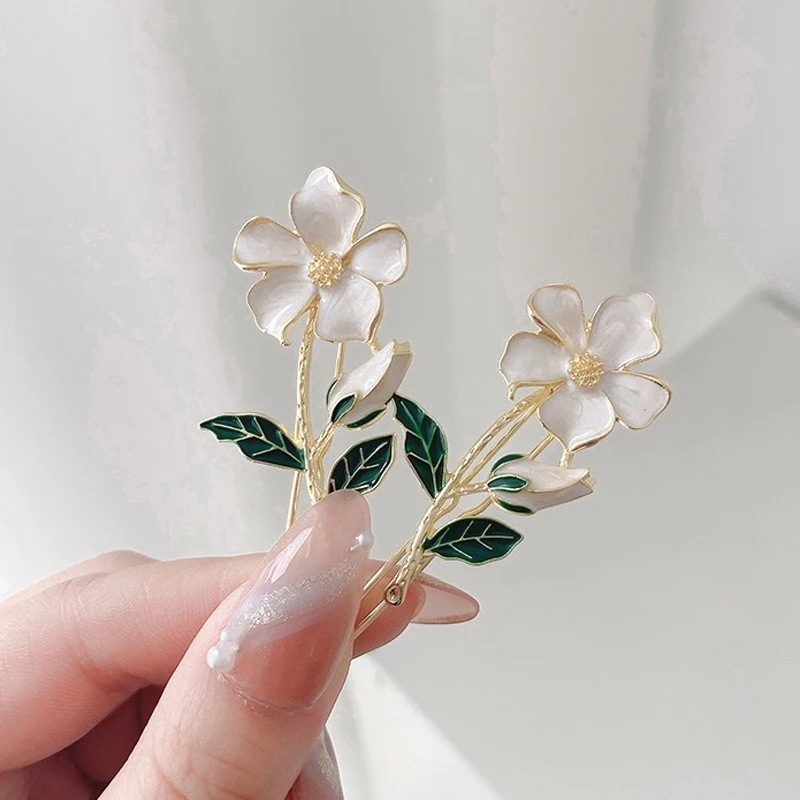 Fashion Enamel Metal Flower Hairpins Elegant Barrette Hair Clip Hair Accessories For Women