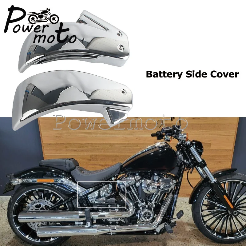

Motorcycle Chrome Finish Battery Side Covers ABS Plastic For Harley Softail M8 Breakout Fat Bob Fat Boy Sport Glide 2018-2024