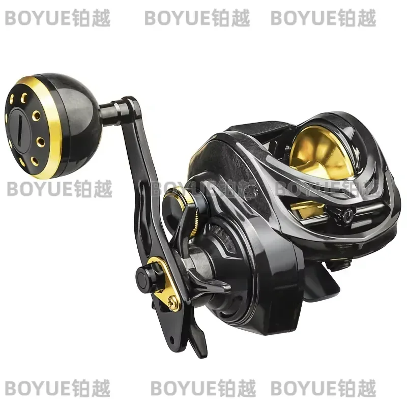 Black Water Drop Baitcasting Reel Metal Arm Slow Pitch High Speed 6.3 to 1 Gear Ratio Strong Drag Power Fishing Wheel