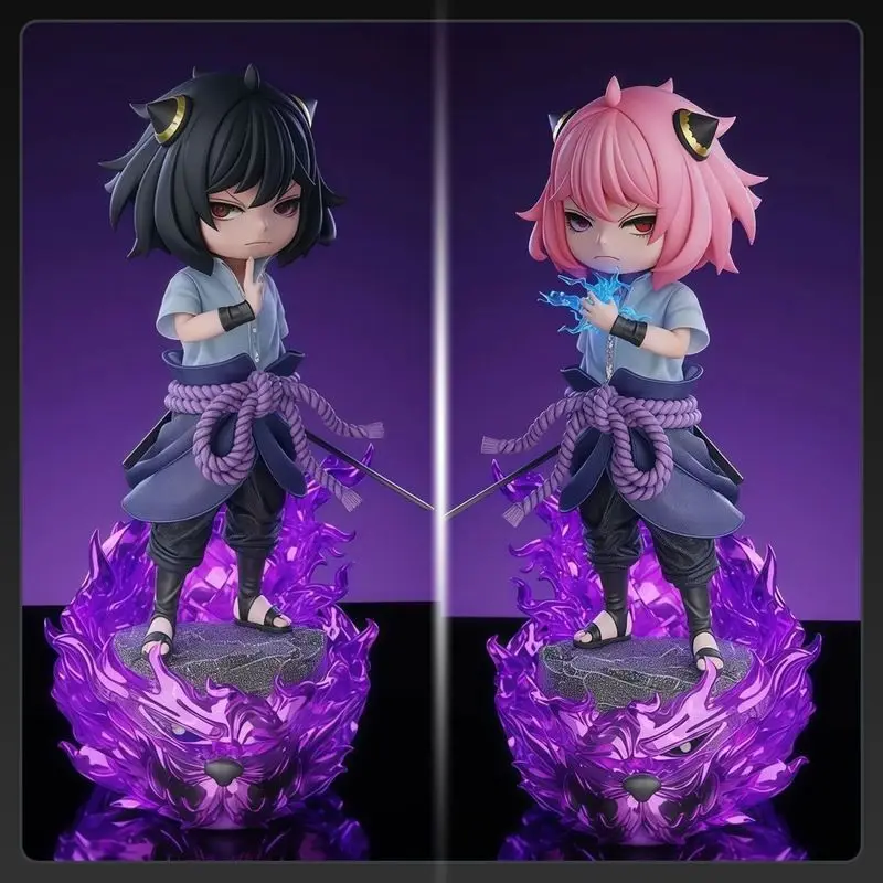 SPY x FAMILY Anya Forger Figur 17CM Cosplay Sasuke Uchiha GK PVC Austauschbarer Kopf Sammlerstück in Box Geschenk