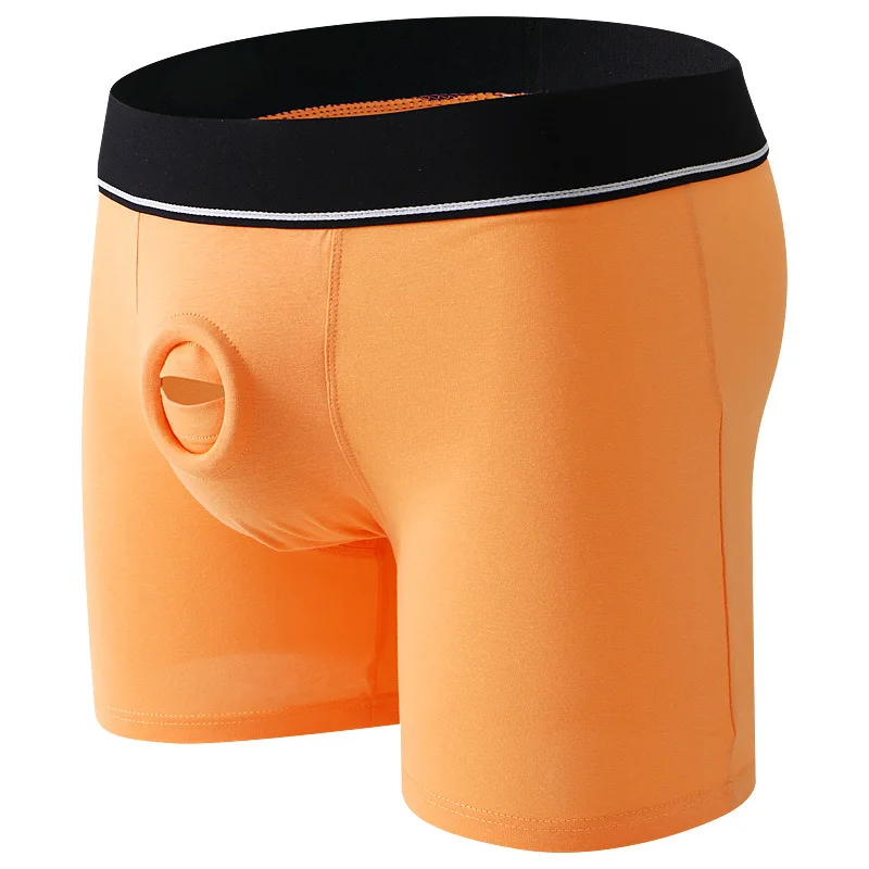 

Men's sexy underwear with bullet heads, separated holes, cotton, and a sexy penis protector. Men's homosexual underwear shorts